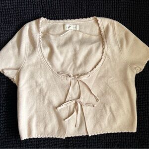 Pacsun La Hearts Cream Crop Top with Tie Detail XS